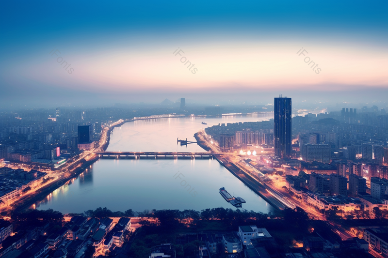 傍晚夜景建筑现代高楼大厦城市旅游圣地,高清,摄影图,摄影图片,图片大全,摄影图免费下载